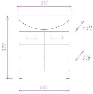 Напольная тумба под раковину Onika Балтика 107028 с корзиной 70см белый
